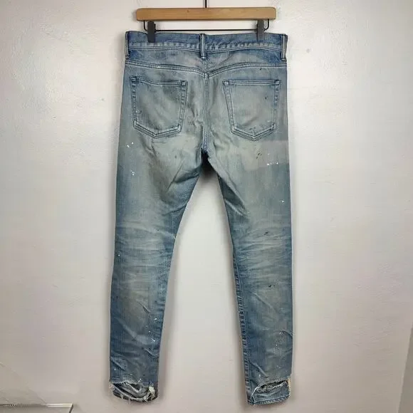 John Elliott The Cast 2 Bleached Indigo Jeans Mens‎ 30 Distressed Made in Japan - Picture 7 of 12